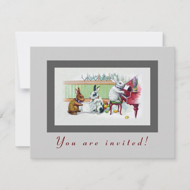 Convites Coelhinhos da Páscoa bonitos - partido da páscoa (Frente)