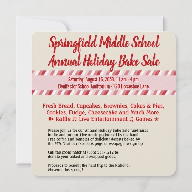 Convites Coelhinhos da Venda de Bolos de Feriado (Verso)