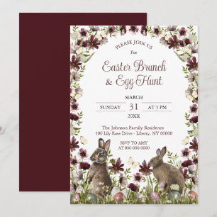 Convites Coelhinhos de Flor Silvestre em Aquarela Brunch de