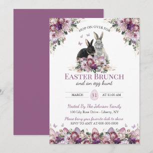 Convites Coelhinhos de Flor Silvestre em Aquarela Brunch de