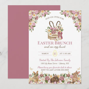 Convites Coelhinhos Florais em Aquarela Brunch do Domingo d