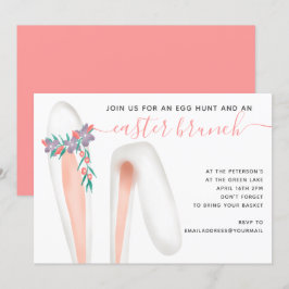 Convites Coelho bonito, coelho, coral-coral, brunch ovocul 