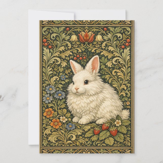Convites Coelho branco art nouveau vintage  (Frente)