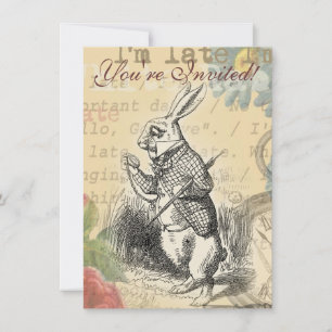 Convites Coelho Branco Aventuras de Alice no País das Marav
