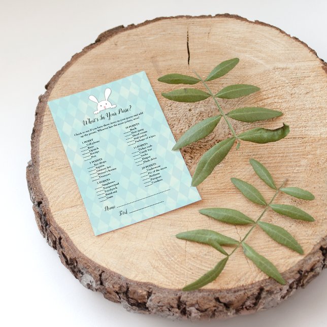 Convites Coelho Branco No Seu Jogo De Chá de fraldas Com Bo (Criador carregado)