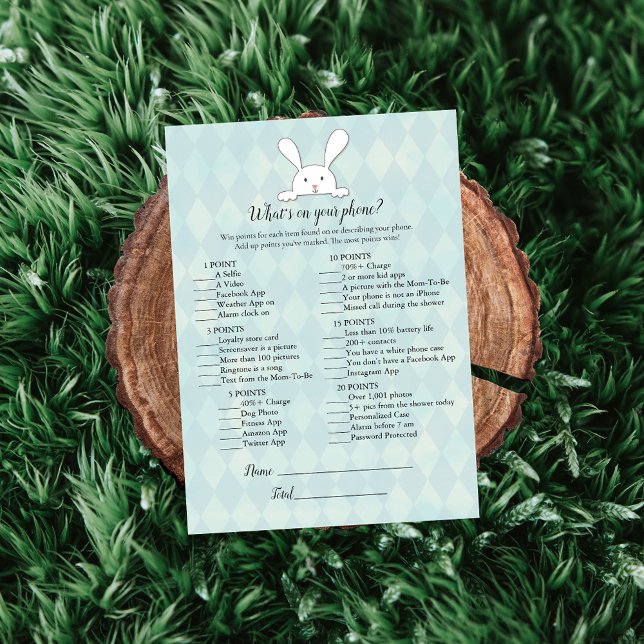 Convites Coelho Branco No Seu Jogo De Chá de fraldas Telefô (Criador carregado)