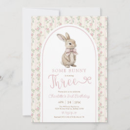 Convites Coelho Bunny de Rosas Antigas para Menina de 3 Ano