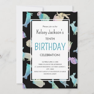 Convites Coelho Coelho Coelho, Cor de Água, Bonito, Modelo