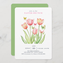 Convites Coelho Coelho das Tulipas de Aquarela Rosa