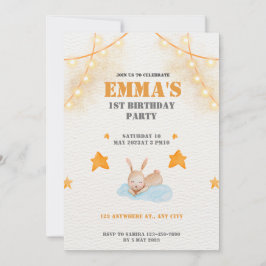 Convites Coelho-coelho-de-aquarela primeira festa de aniver