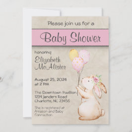 Convites Coelho com Chá de fraldas de Balões