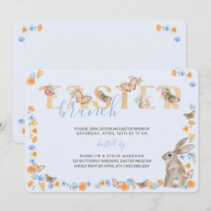 Convites Coelho da Páscoa e Borboleta Doce Floral Brunch