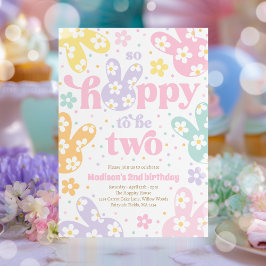 Convites Coelho Daisy Floral Pastel Aniversário de 2 anos d