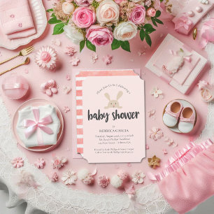 Convites Coelho de Chuveirinho de Bebê Menina Rosa