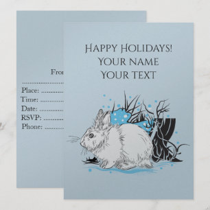 Convites coelho de Natal branco Lebre