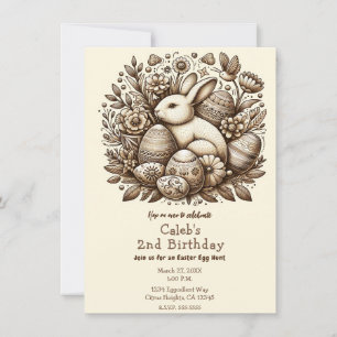Convites Coelho de Páscoa Vintage Flores & Ovos Aniversário