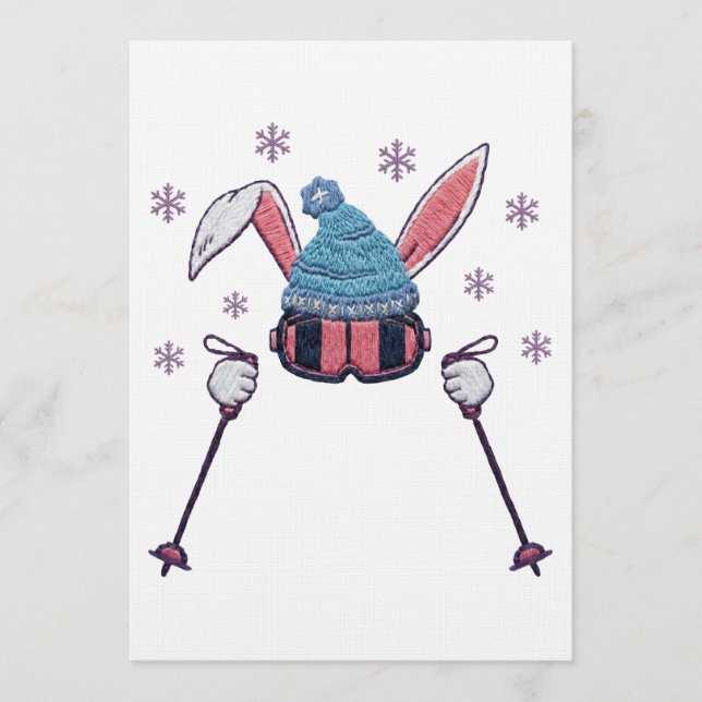 Convites Coelho de ski de lã falsa humor de inverno (Frente)