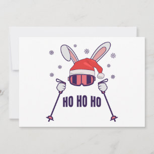 Convites Coelho dos Papais noeis de esqui com Santa Hat e b