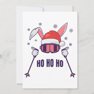 Convites Coelho dos Papais noeis de esqui com Santa Hat e b