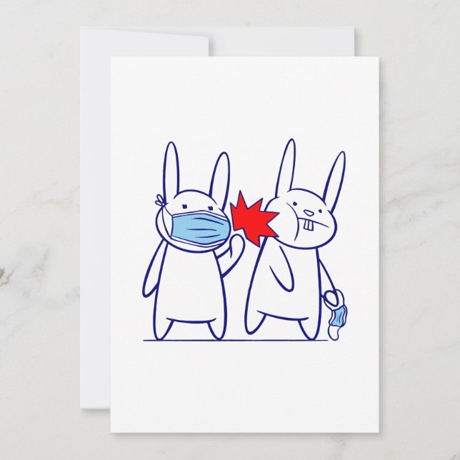 Convites coelho engraçado máscara de coelho (Frente)