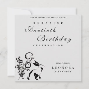 Convites Coelho Floral Moderno para Festa de Aniversário Su