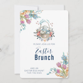 Convites Coelho Fofo em Cesta e Florais de Tulipa Brunch de