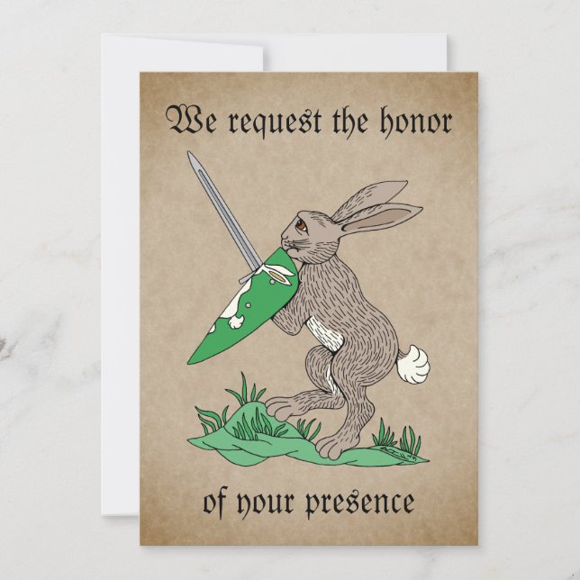 Convites Coelho Guerreiro Medieval (Frente)