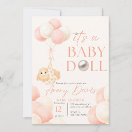 Convites Coelho num chá de fraldas temático cor-de-rosa