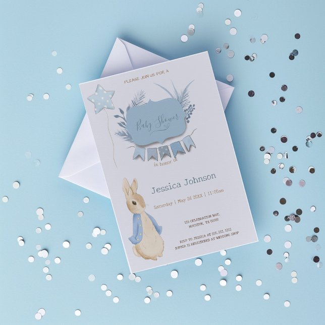 Convites Coelho Peter Chá de fraldas é um menino (Criador carregado)