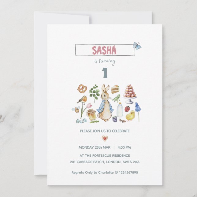 Convites coelho peter personalizado (Verso)