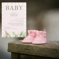 Coelhos bonitos, cor-de-rosa, Gingham Baby Girl In