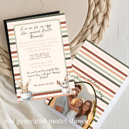 Convites Coelhos de Páscoa listrados com Foto Personalizada