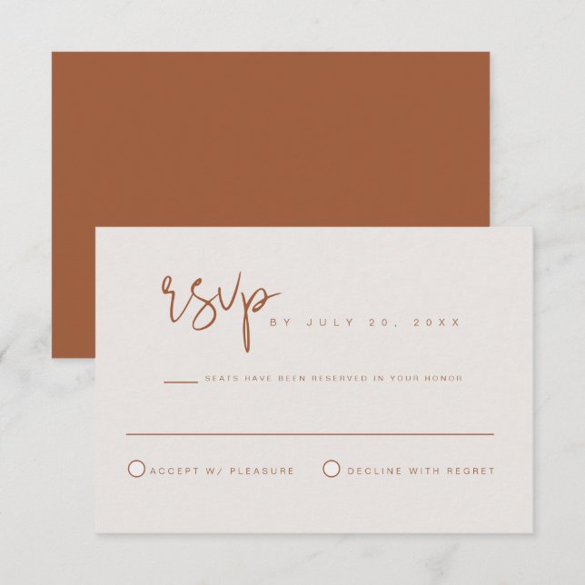 Convites COENTRO - Tom Terra Boêmio Queimado Laranja RSVP (Frente/Verso)