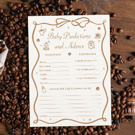 Convites Coffee Baby Shower Predicitons Game Card