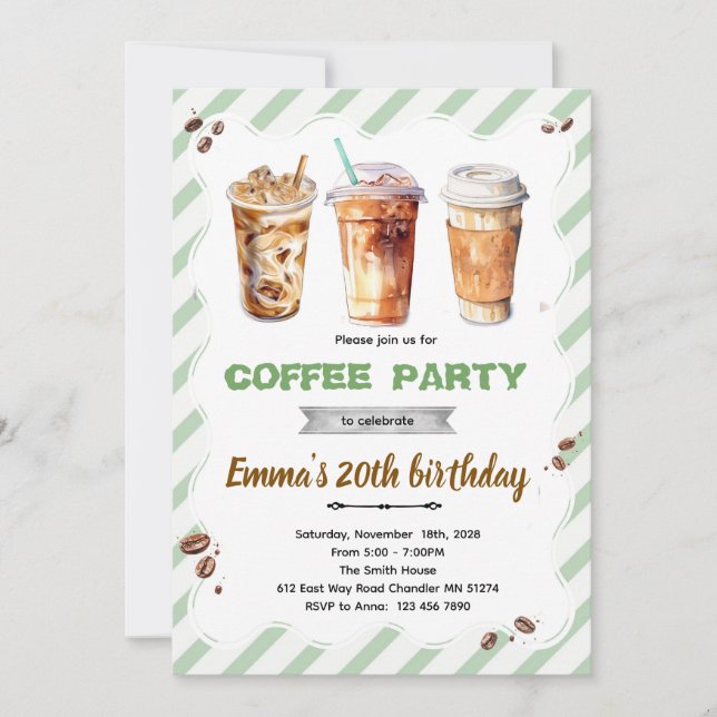 Convites Coffee Birthday Invitation (Frente)