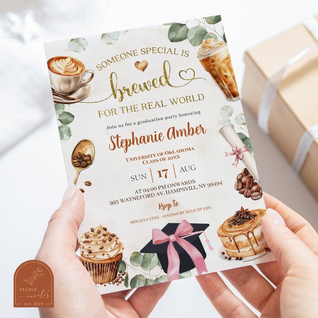 Convites Coffee Brewing Graduation Party Invitation (Criador carregado)