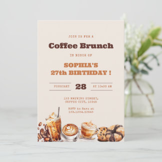 Convites Coffee Brunch Any Age Birthday