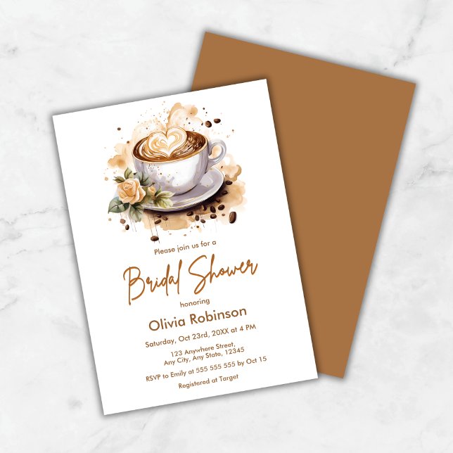 Convites Coffee Floral Love is Brewing Bridal Shower (Coffee Floral Love is Brewing Bridal Shower Invitation )