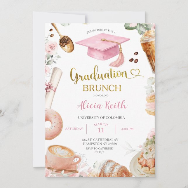Convites Coffee Graduation party Invitation (Frente)