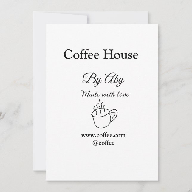 Convites Coffee house made with love add text website socia (Frente)