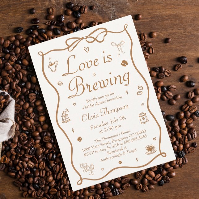 Convites Coffee Love is Brewing Bridal Shower (Criador carregado)