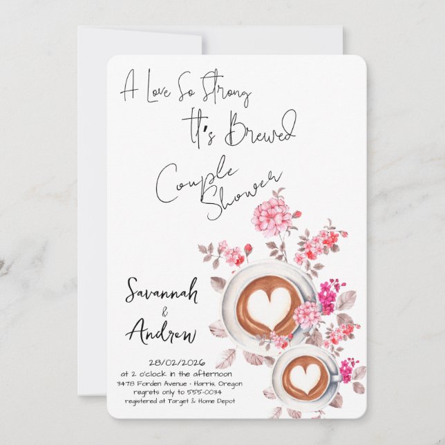 Convites Coffee Themed Couple Shower Invitation (Frente)