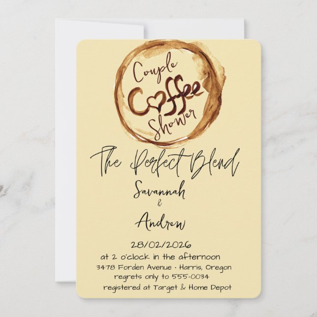 Convites Coffee Themed Couple Shower Invitation (Frente)