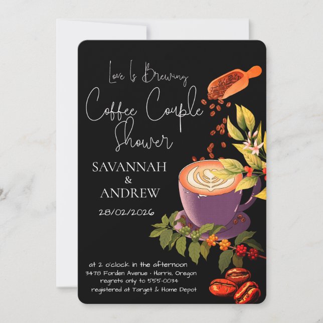 Convites Coffee Themed Couple Shower Invitation (Frente)