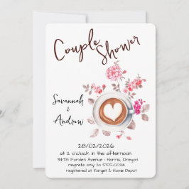 Convites Coffee Themed Couple Shower Invitation