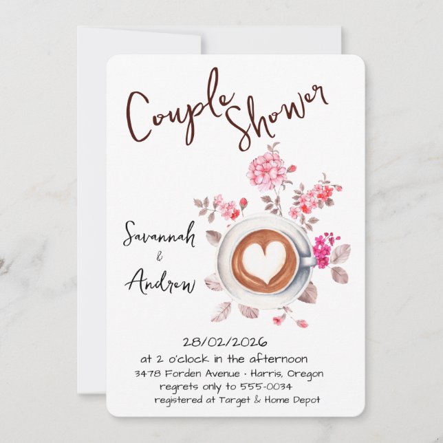 Convites Coffee Themed Couple Shower Invitation (Frente)