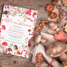 Cogumelo-aquarela chá de fraldas florestal rústico