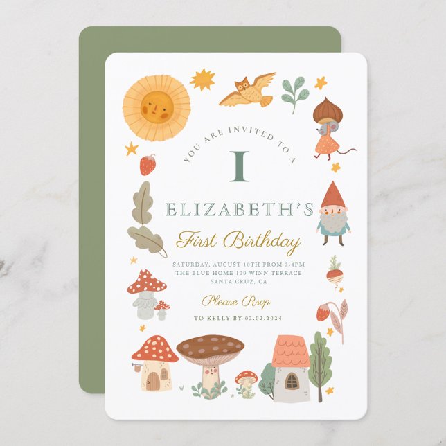 Convites Cogumelo florestal da floresta florestal Primeiro  (Criador carregado)