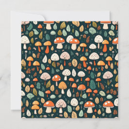 Convites Cogumelos brancos folhas design