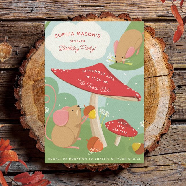 Convites Cogumelos e Festa de aniversário de florestas de c (Criador carregado)